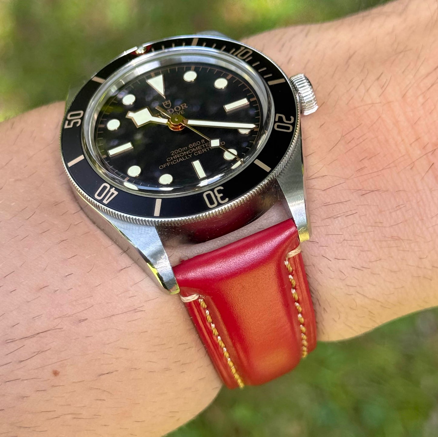 The Oslo: Blood Red Full Grain Leather Watch Strap