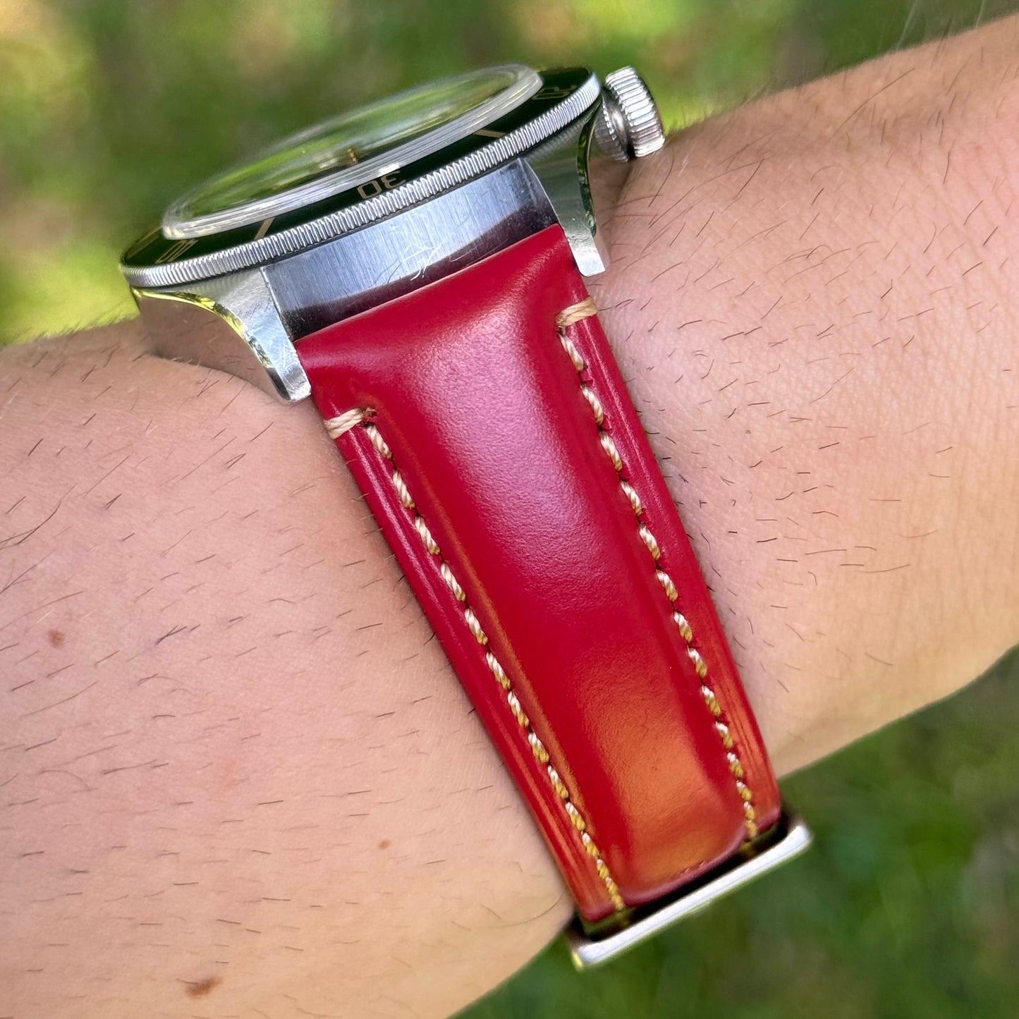 The Oslo: Blood Red Full Grain Leather Watch Strap