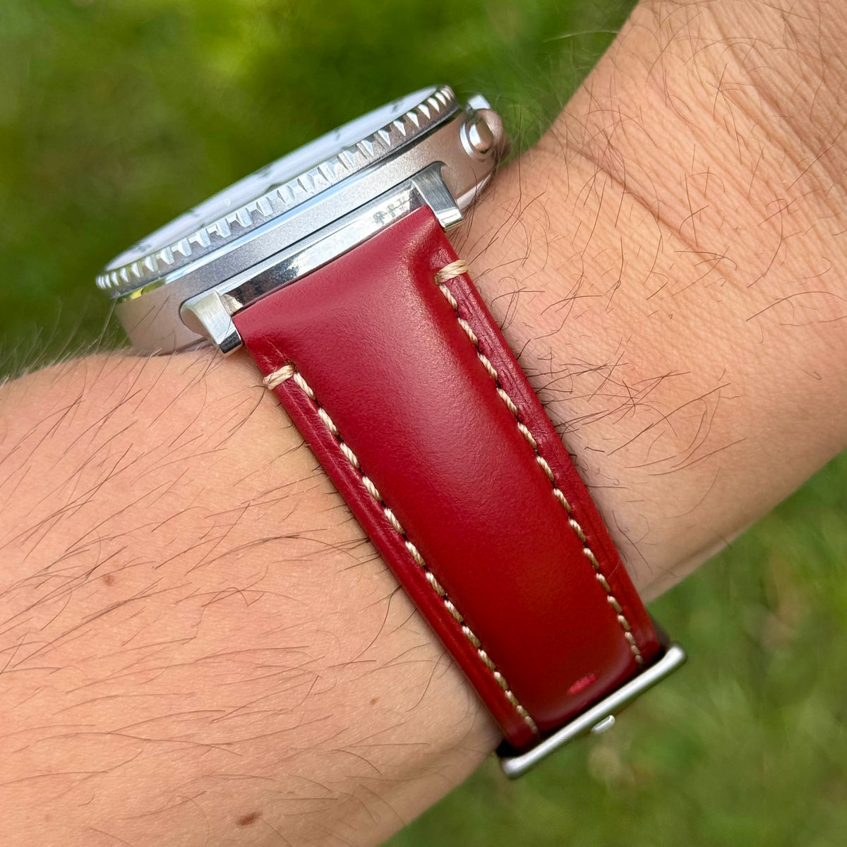 The Oslo: Blood Red Full Grain Leather Samsung Galaxy Watch Ultra Strap