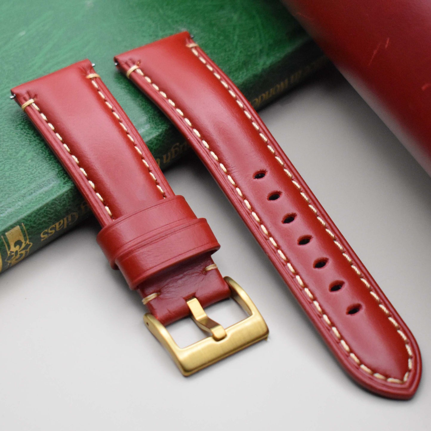 The Oslo: Blood Red Full Grain Leather Watch Strap
