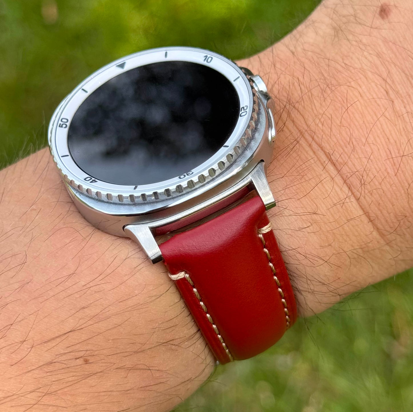 The Oslo: Blood Red Full Grain Leather Samsung Galaxy Watch Ultra Strap