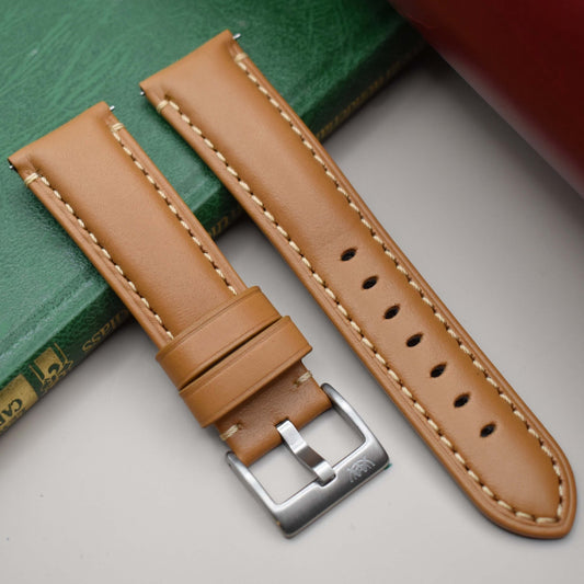 The Oslo: Desert Tan Full Grain Leather Watch Strap