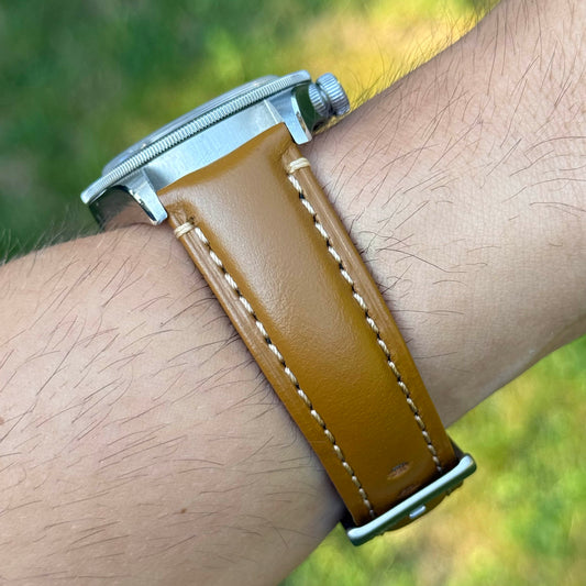 The Oslo: Desert Tan Full Grain Leather Watch Strap