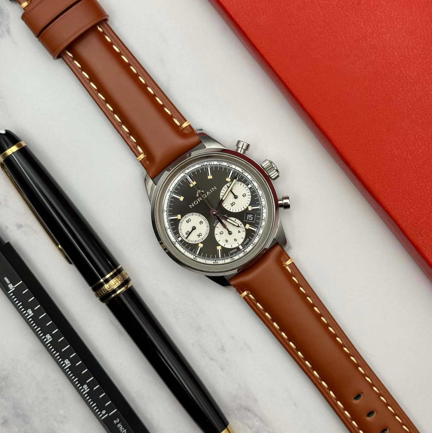The Oslo: Dark Caramel Brown Full Grain Leather Watch Strap