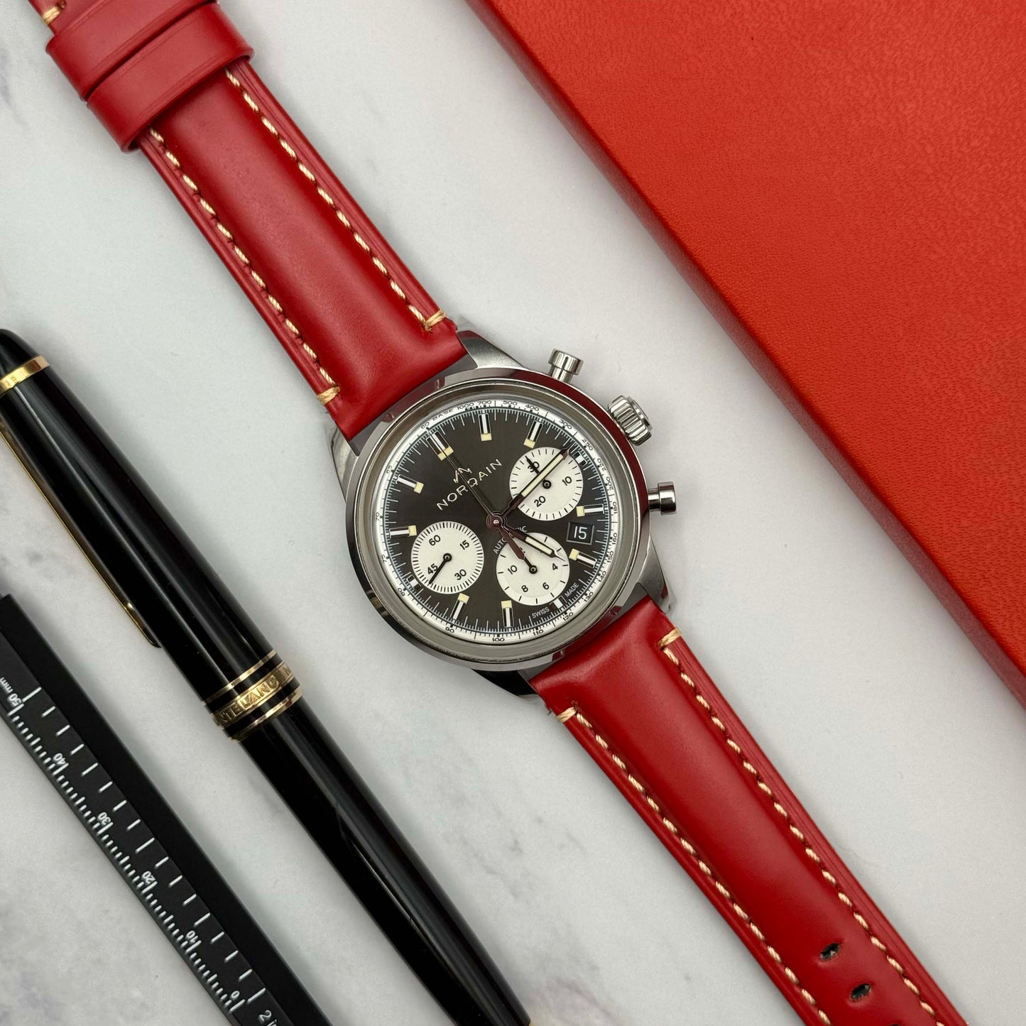 The Oslo: Blood Red Full Grain Leather Watch Strap