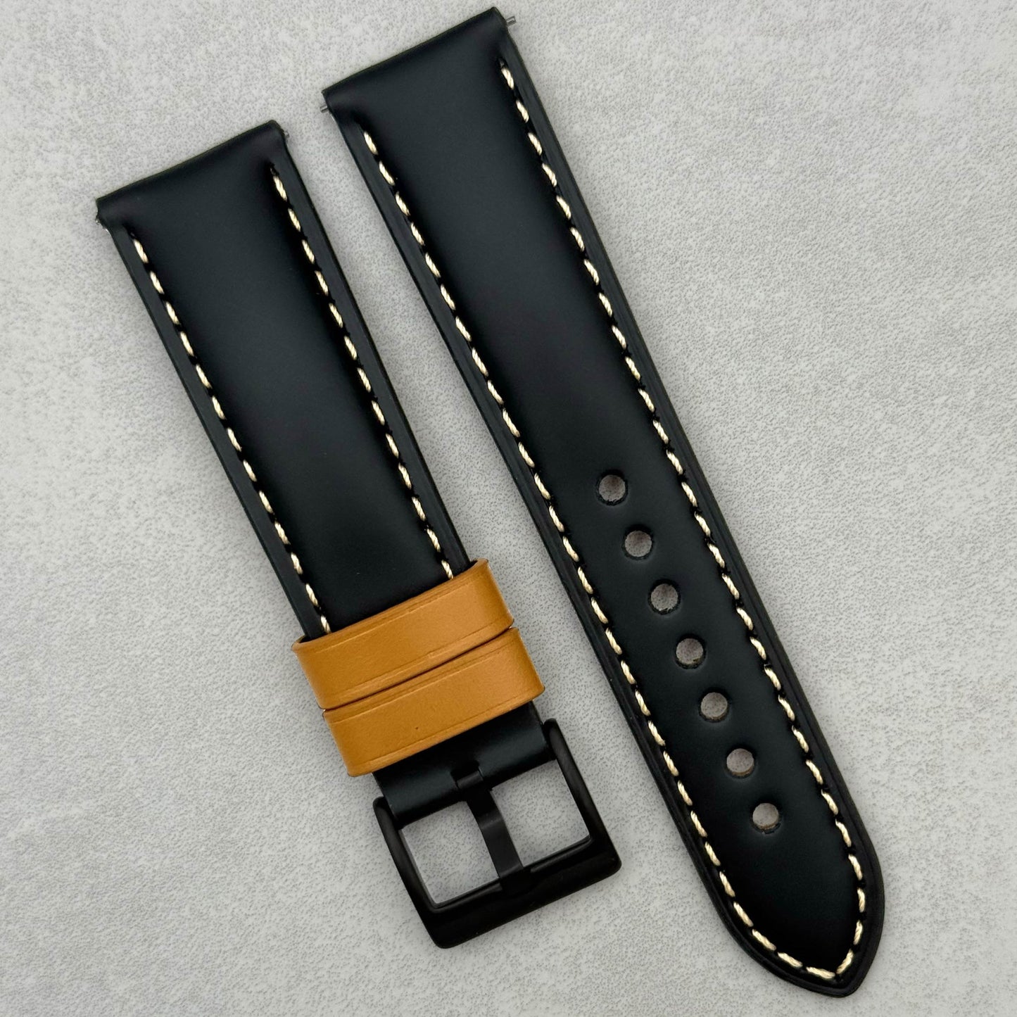 The Oxford: Jet Black Padded Calf Skin Watch Strap