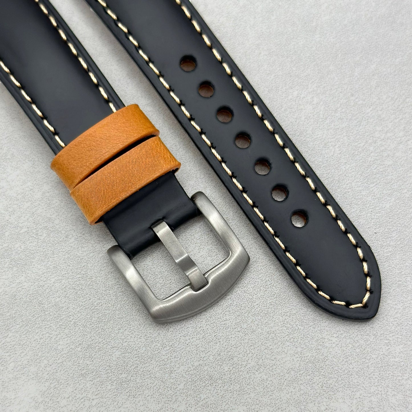 The Oxford: Jet Black Padded Calf Skin Fitbit Versa/Sense Watch Strap