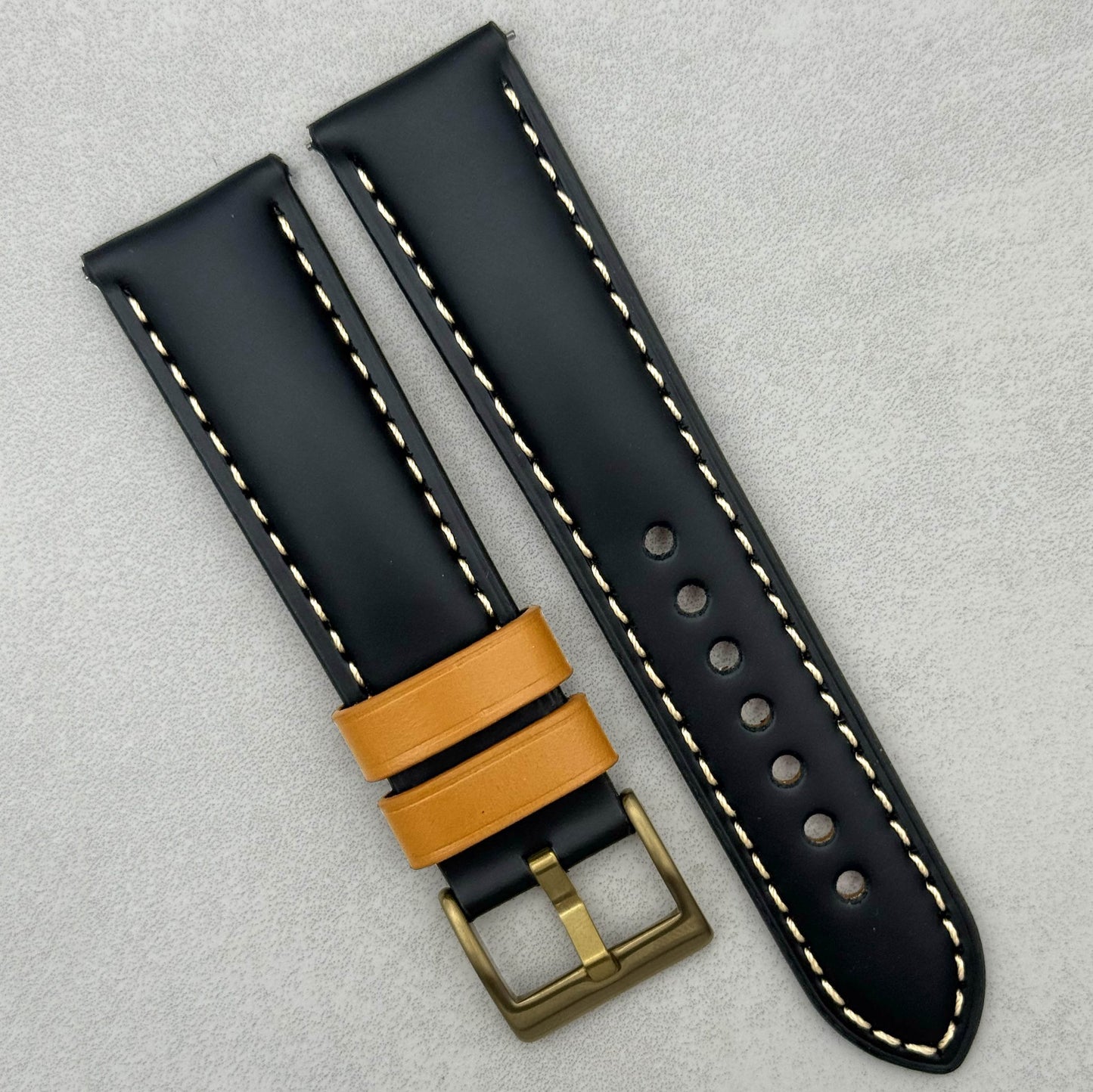 The Oxford: Jet Black Padded Calf Skin Watch Strap