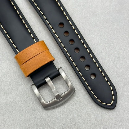 The Oxford: Jet Black Padded Calf Skin Google Pixel Watch Strap