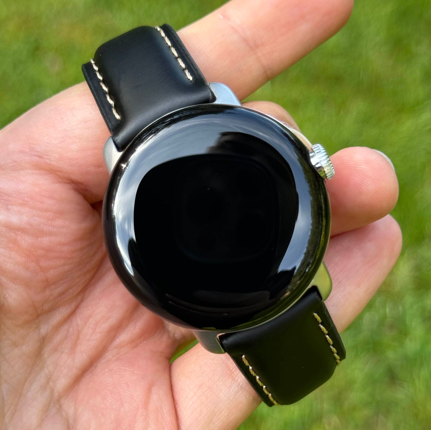 Oxford black full grain leather Google Pixel Watch strap. Google Pixel Watch 2, 3, 4. Watch And Strap