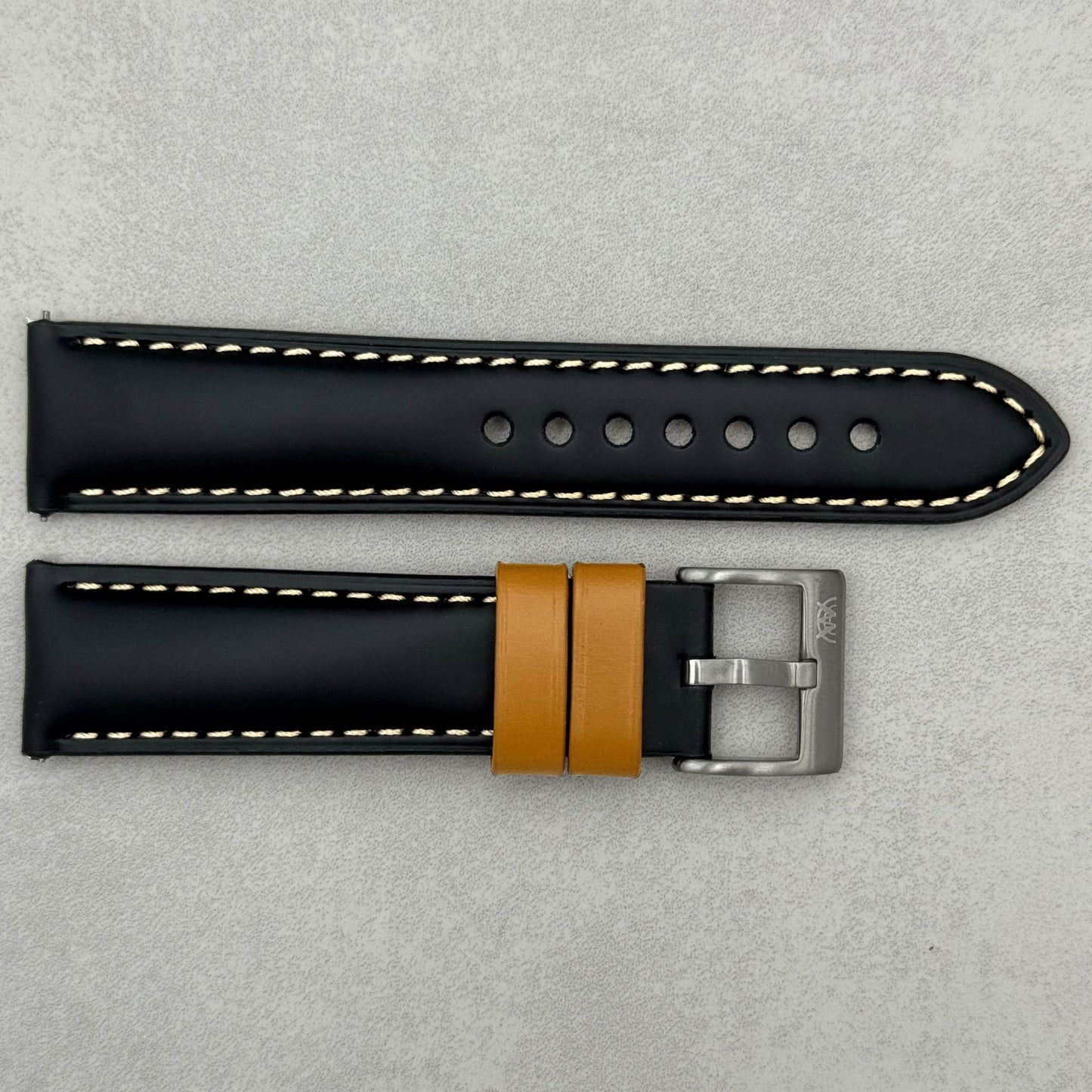 The Oxford: Jet Black Padded Calf Skin Watch Strap