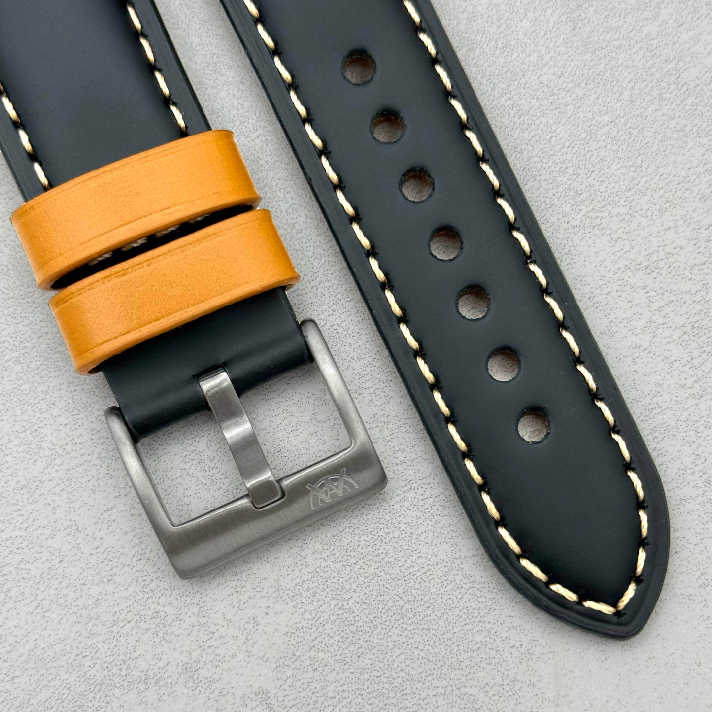 The Oxford: Jet Black Padded Calf Skin Watch Strap