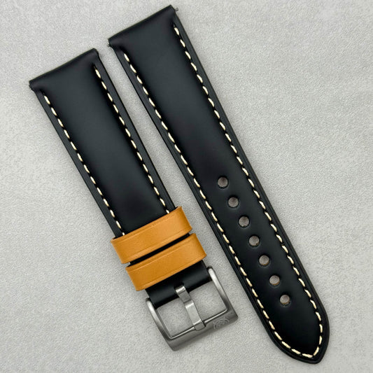 The Oxford: Jet Black Padded Calf Skin Watch Strap