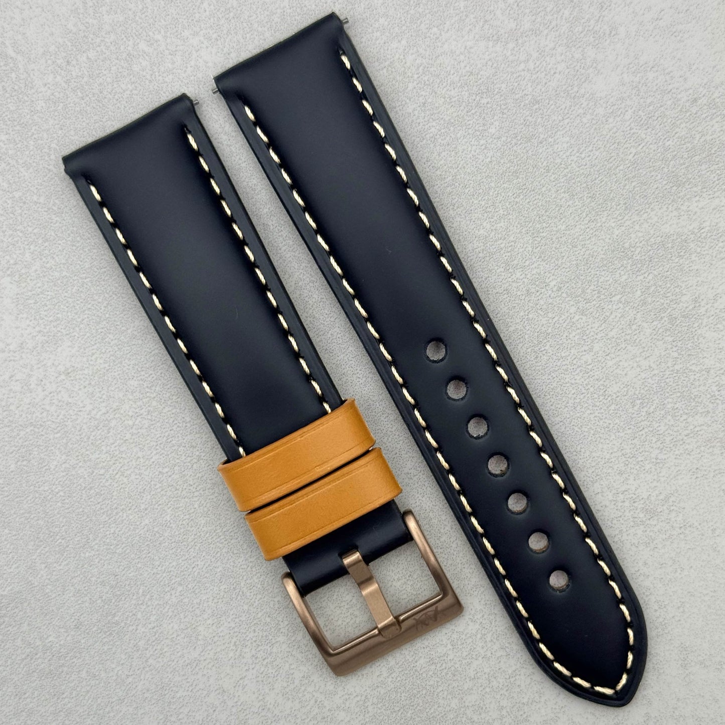 The Oxford: Jet Black Padded Calf Skin Watch Strap