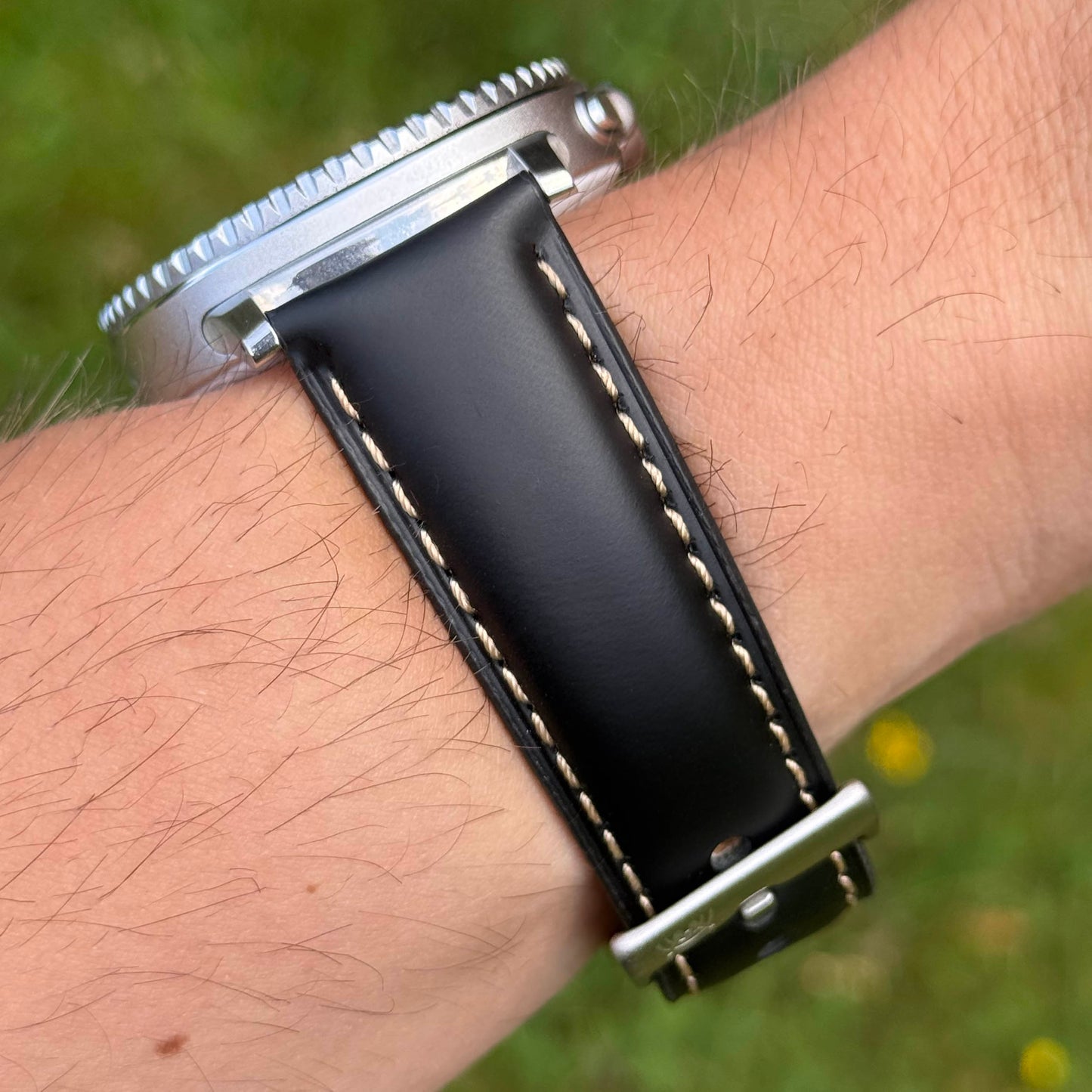 The Oxford: Jet Black Padded Calf Skin Samsung Galaxy Watch Ultra / Watch 8/9 Strap