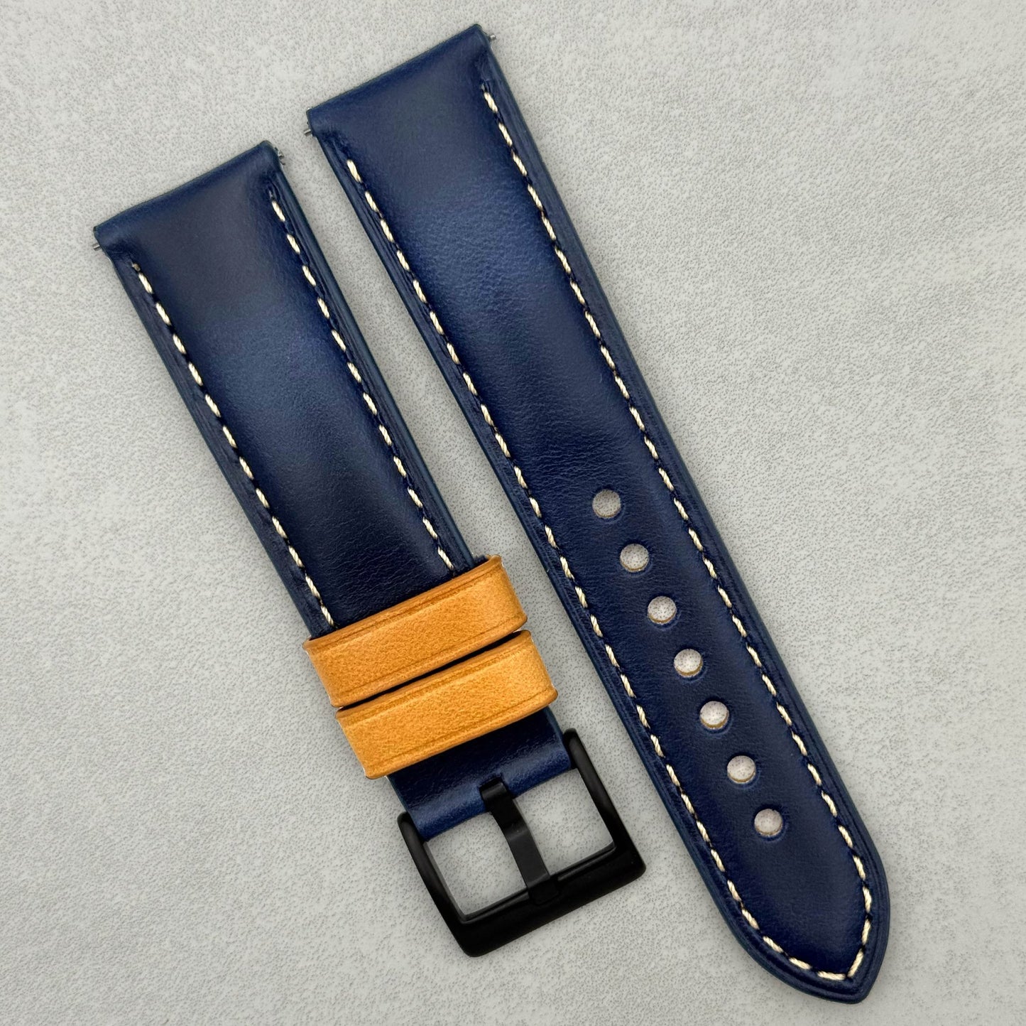The Oxford: Navy Blue Padded Calf Skin Watch Strap