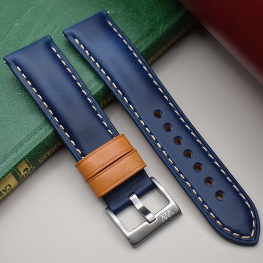 The Oxford: Navy Blue Padded Calf Skin Watch Strap