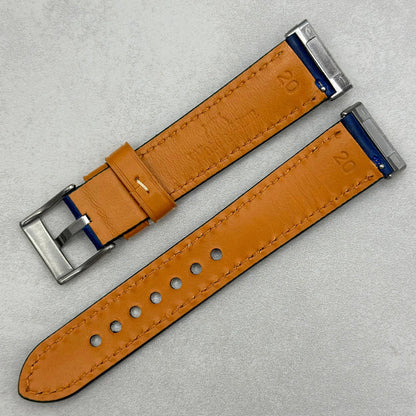 The Oxford: Navy Blue Padded Calf Skin Fitbit Versa/Sense Watch Strap