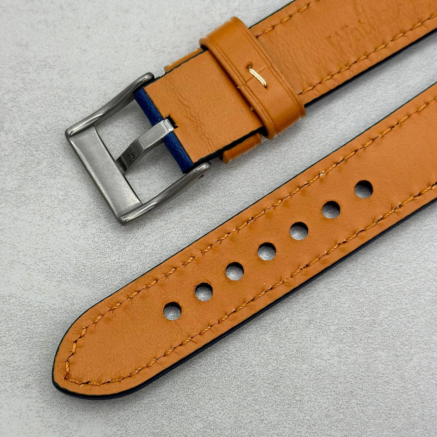 The Oxford: Navy Blue Padded Calf Skin Fitbit Versa/Sense Watch Strap