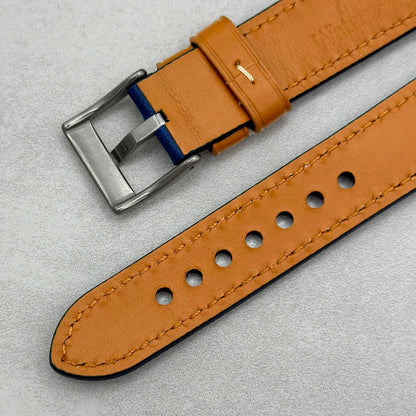 The Oxford: Navy Blue Padded Calf Skin Fitbit Versa/Sense Watch Strap