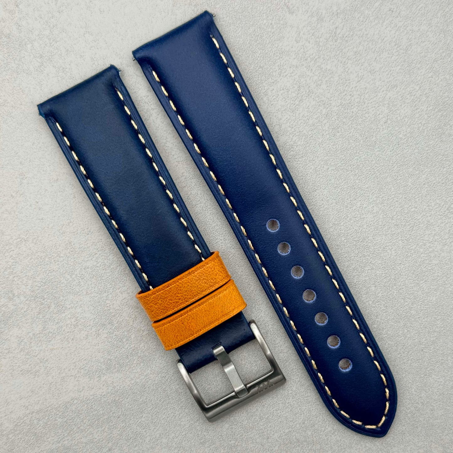 The Oxford: Navy Blue Padded Calf Skin Watch Strap