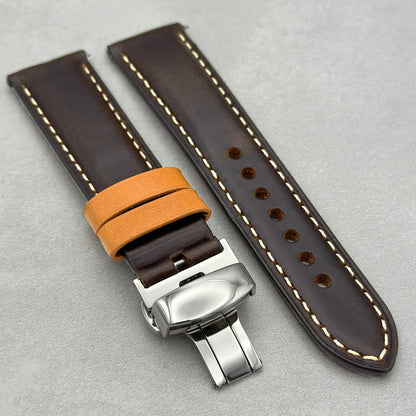 The Oxford: Chocolate Brown Padded Calf Skin Watch Strap