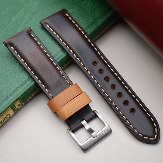 The Oxford: Chocolate Brown Padded Calf Skin Watch Strap