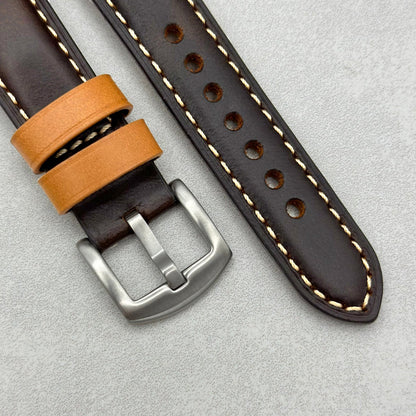 The Oxford: Chocolate Brown Padded Calf Skin Fitbit Versa/Sense Watch Strap