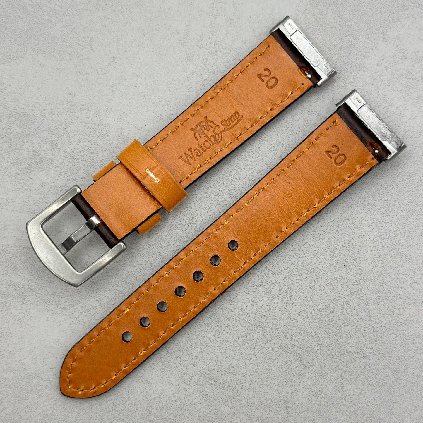 The Oxford: Chocolate Brown Padded Calf Skin Fitbit Versa/Sense Watch Strap