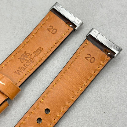 The Oxford: Chocolate Brown Padded Calf Skin Fitbit Versa/Sense Watch Strap