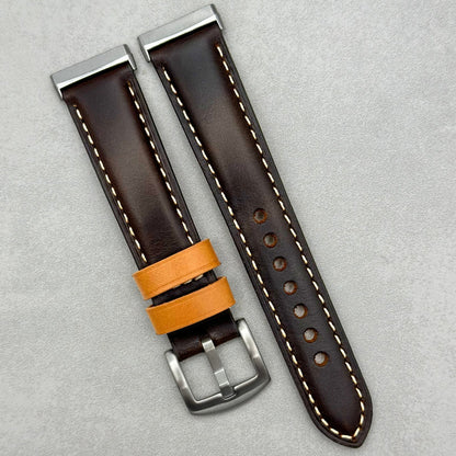 The Oxford: Chocolate Brown Padded Calf Skin Fitbit Versa/Sense Watch Strap