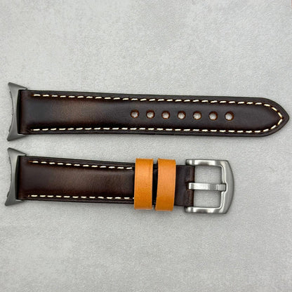 The Oxford: Chocolate Brown Padded Calf Skin Google Pixel Watch Strap