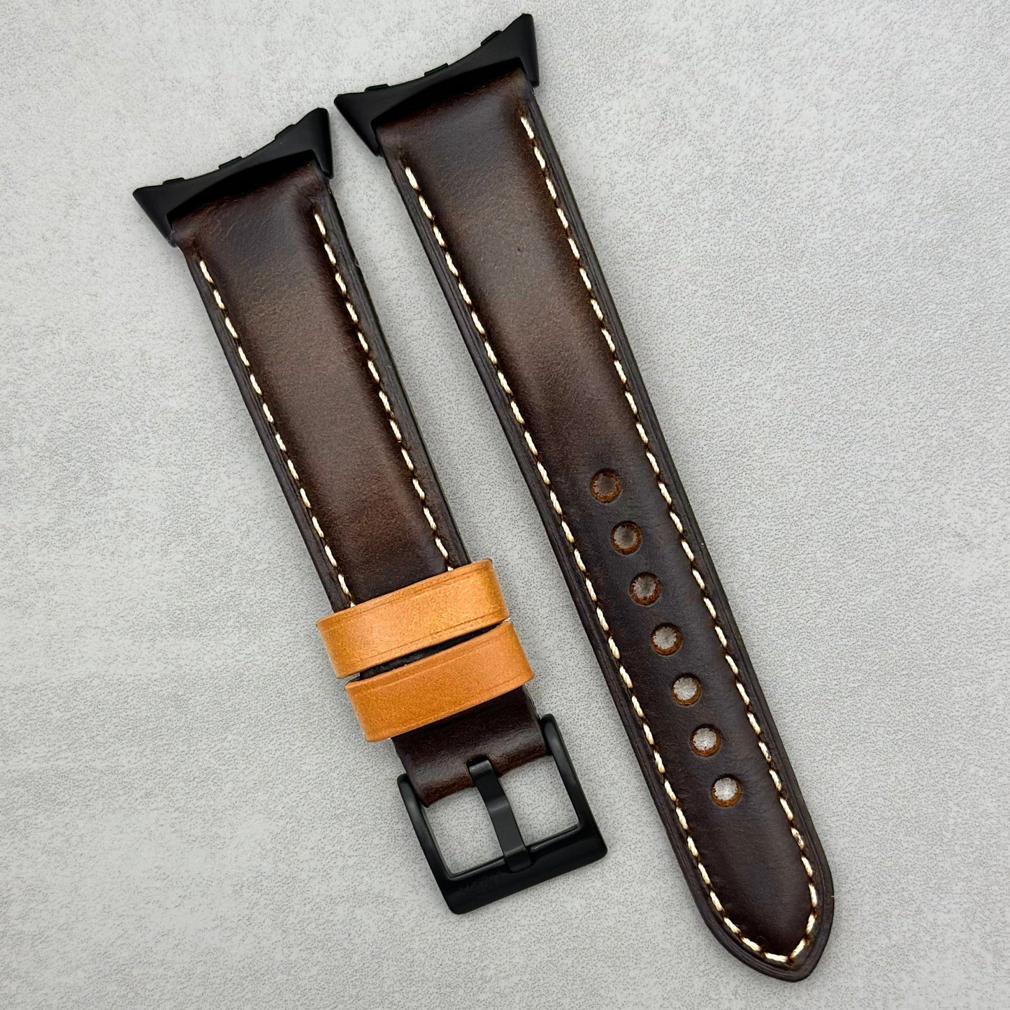 The Oxford: Chocolate Brown Padded Calf Skin Google Pixel Watch Strap