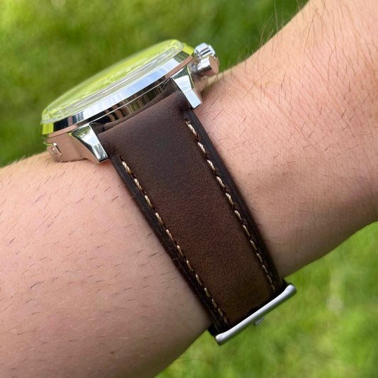 The Oxford: Chocolate Brown Padded Calf Skin Watch Strap