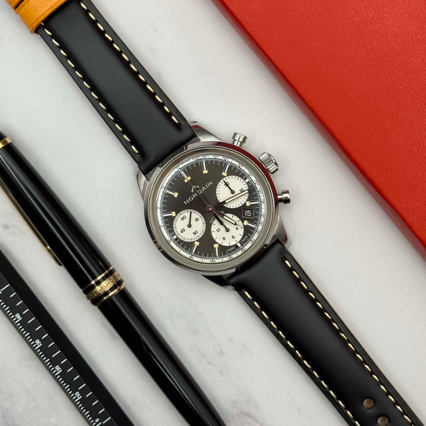 The Oxford: Jet Black Padded Calf Skin Watch Strap