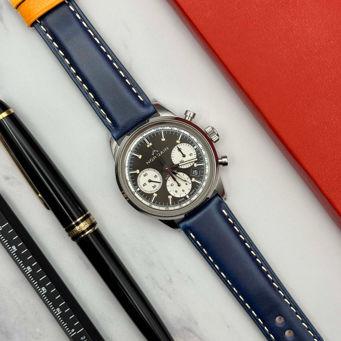 The Oxford: Navy Blue Padded Calf Skin Watch Strap
