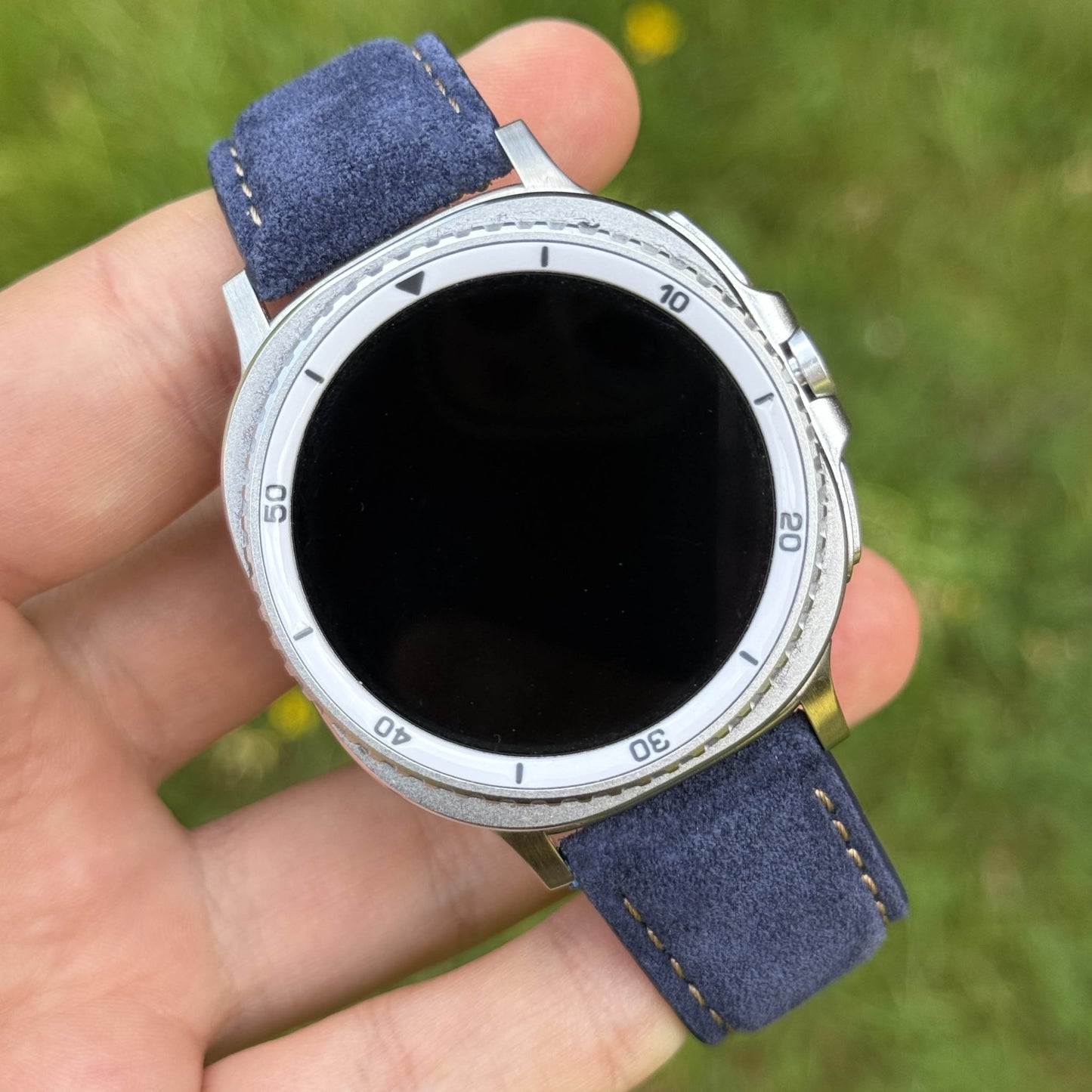 The Paris: Navy Blue Padded Suede Samsung Galaxy Watch Ultra / Watch 8/9 Strap