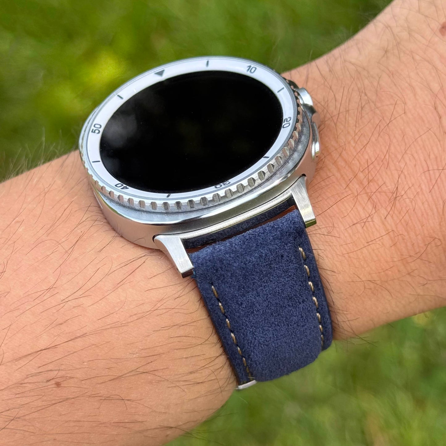 The Paris: Navy Blue Padded Suede Samsung Galaxy Watch Ultra / Watch 8/9 Strap