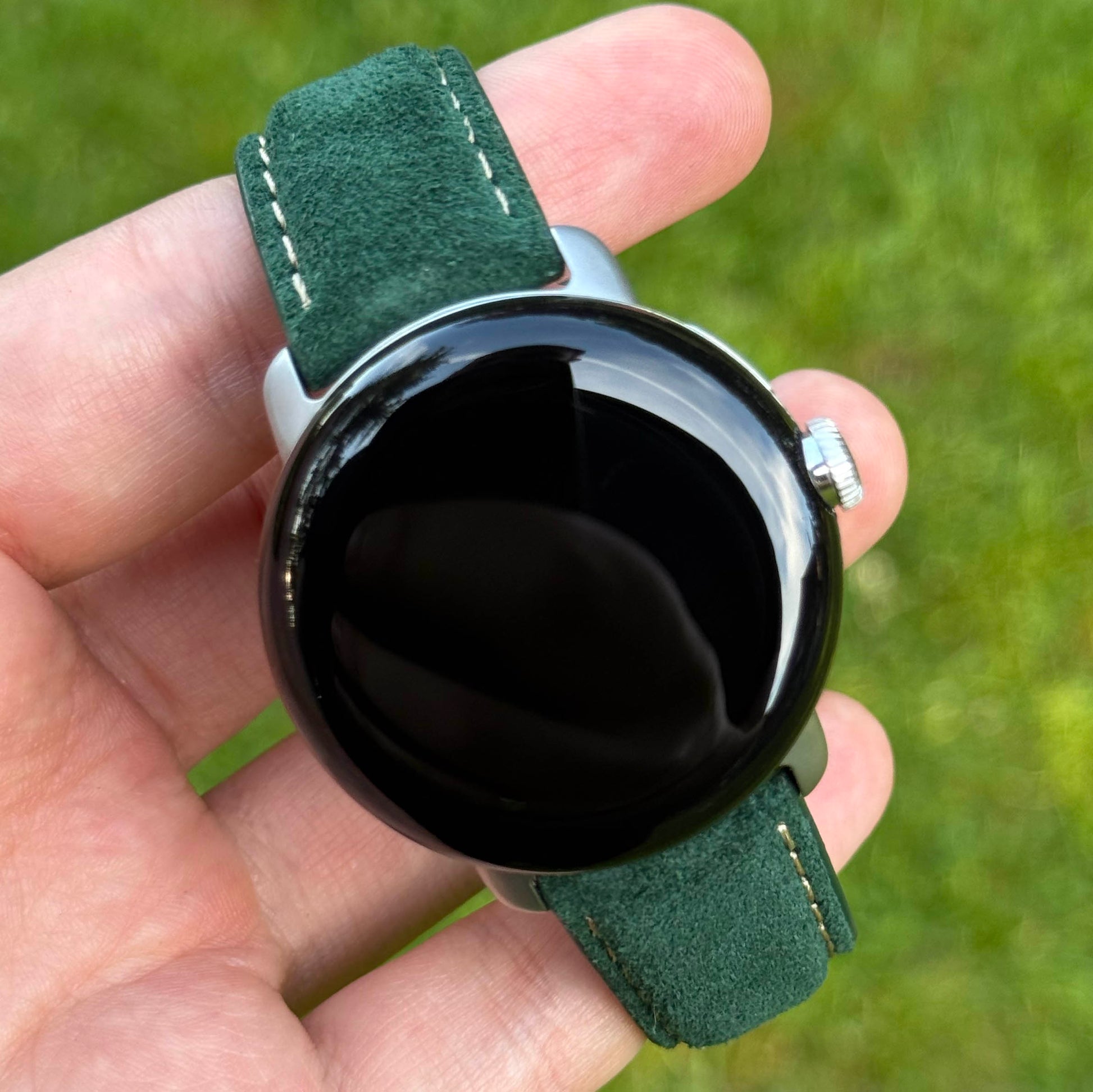 Paris green suede Google Pixel Watch strap. Padded suede strap. Google Pixel Watch 2, 3, 4. Watch And Strap