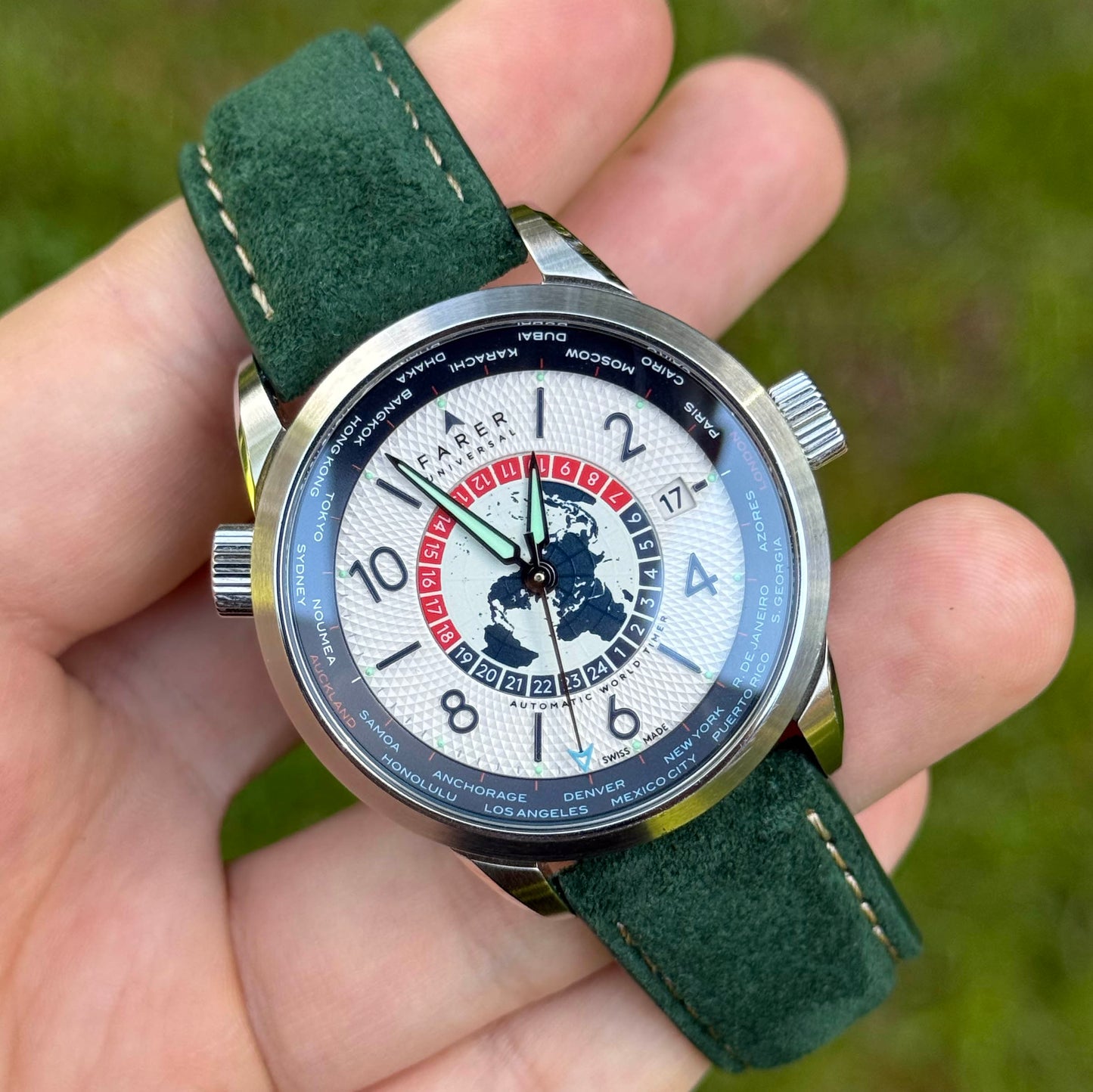 The Paris: Hunter Green Padded Suede Watch Strap