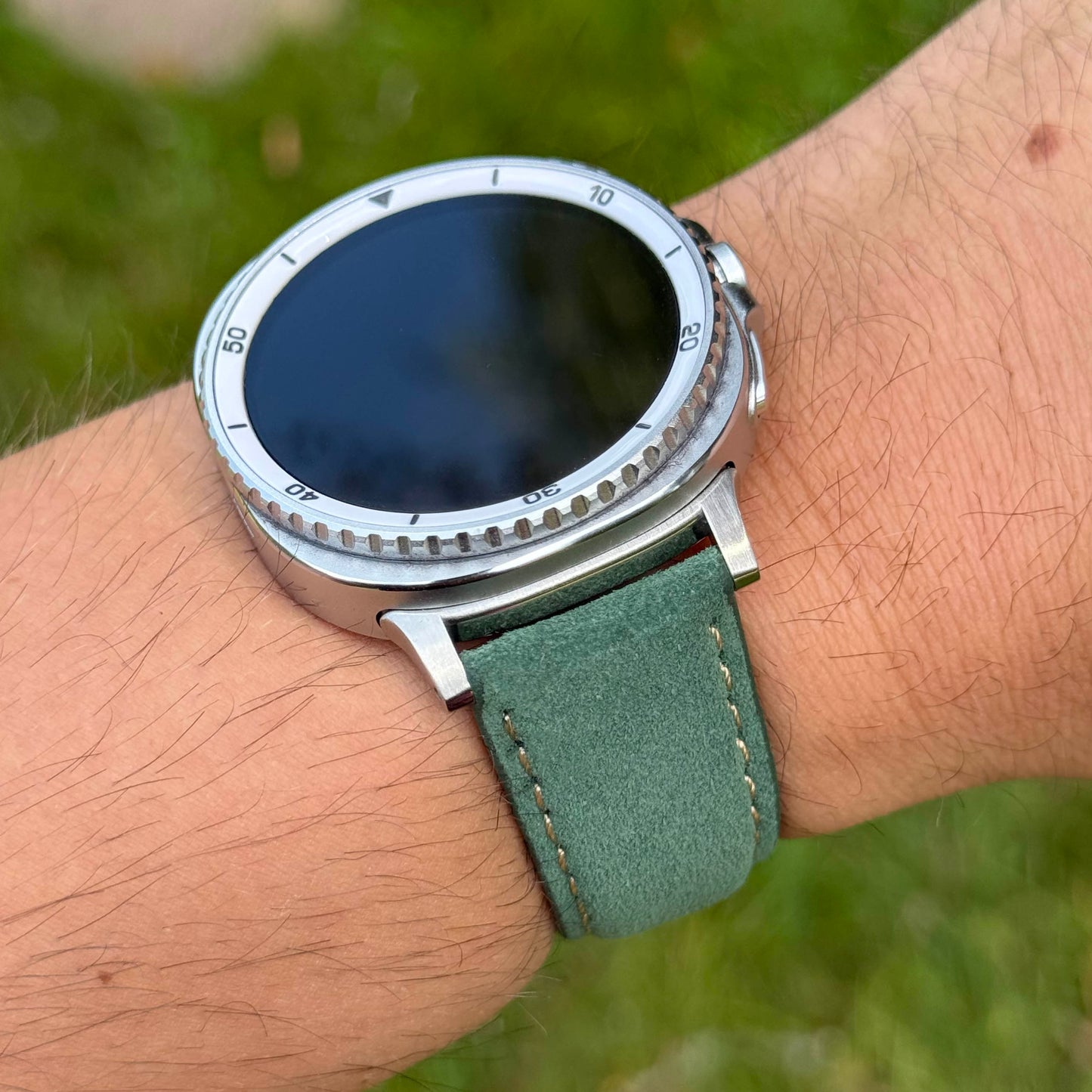 The Paris: Hunter Green Padded Suede Samsung Galaxy Watch Ultra / Watch 8/9 Strap