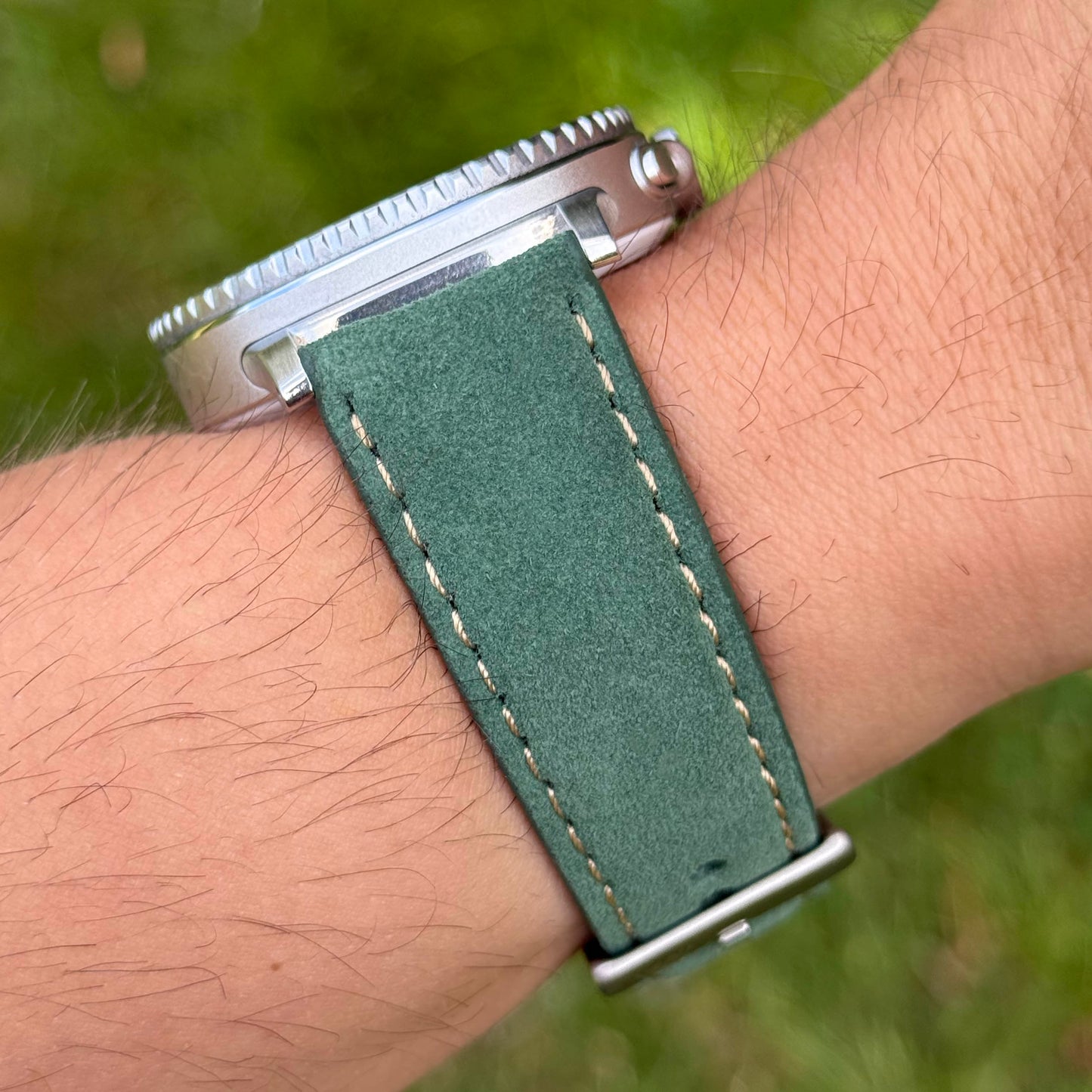 The Paris: Hunter Green Padded Suede Samsung Galaxy Watch Ultra / Watch 8/9 Strap