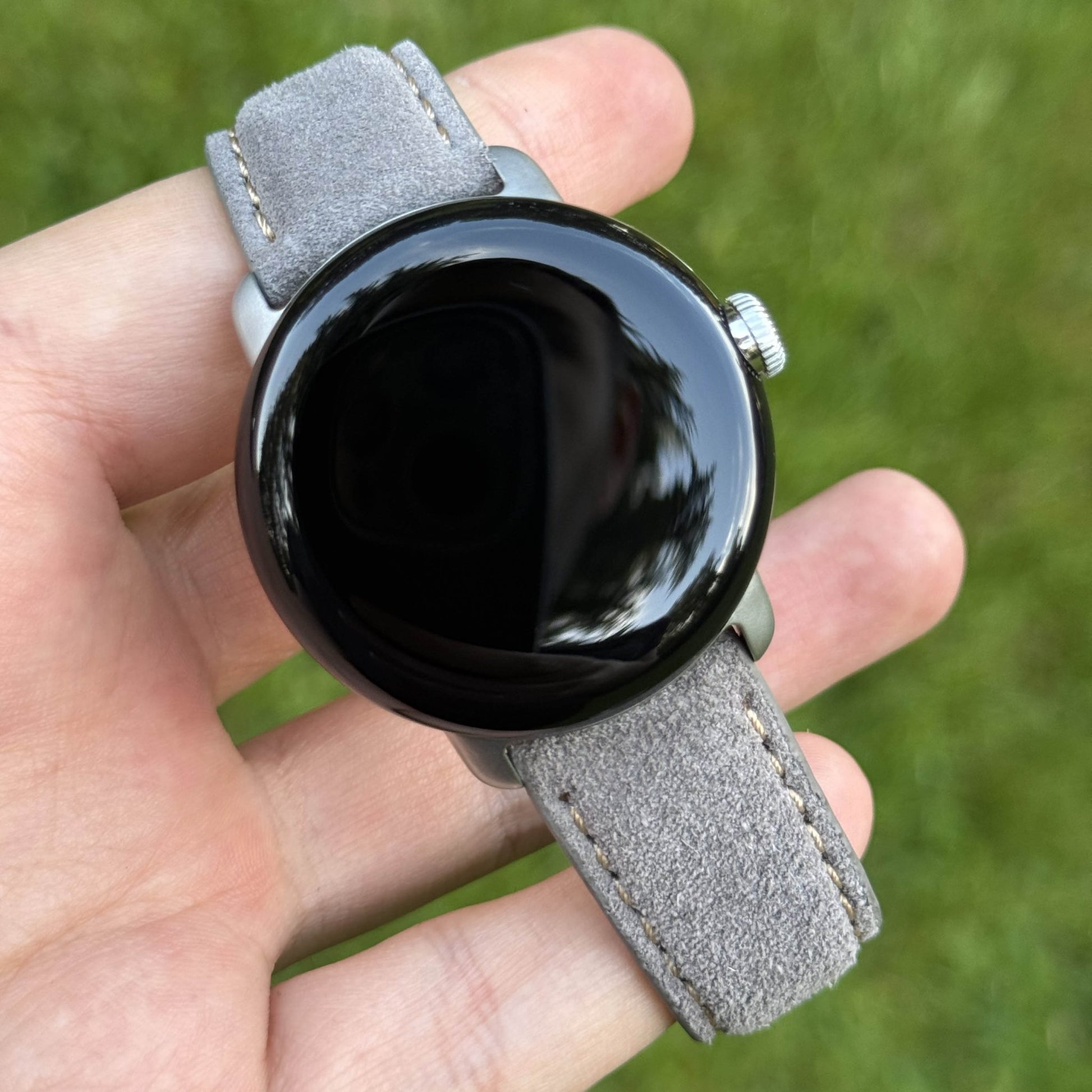 Paris light grey suede Google Pixel Watch strap. Padded suede strap. Google Pixel Watch 2, 3, 4. Watch And Strap