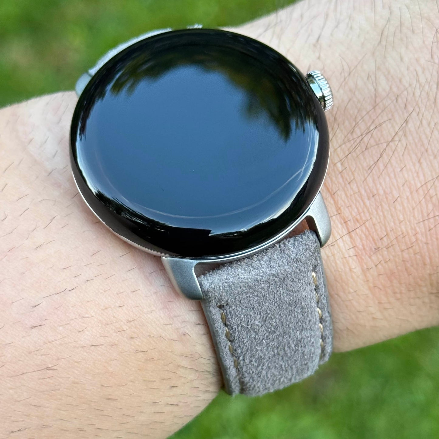 Paris light grey suede Google Pixel Watch strap. Padded suede strap. Google Pixel Watch 2, 3, 4. Watch And Strap