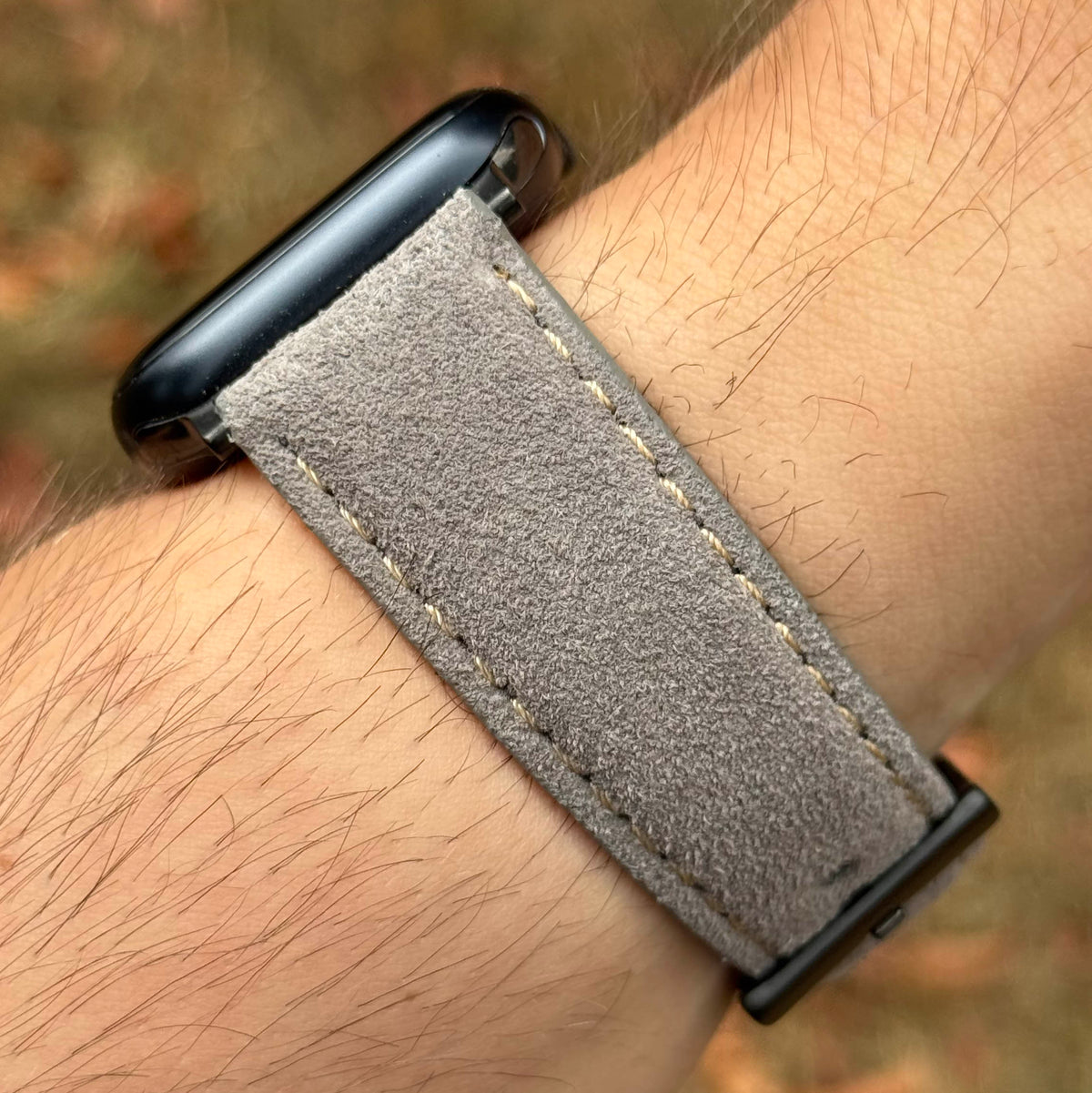 Paris light grey suede Apple Watch strap. Apple Watch series 3, 4, 5, 6, 7, 8, 9, 10, 11, 12, SE and Ultra. Watch And Strap.