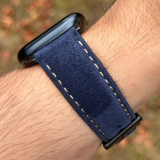 The Paris: Navy Blue Padded Suede Apple Watch Strap