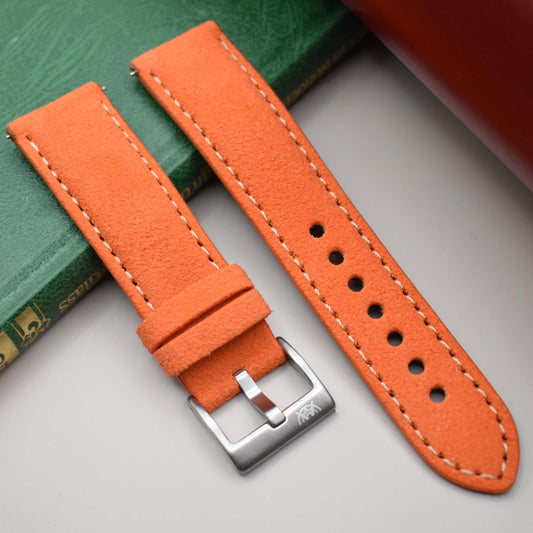The Paris: Orange Padded Suede Watch Strap