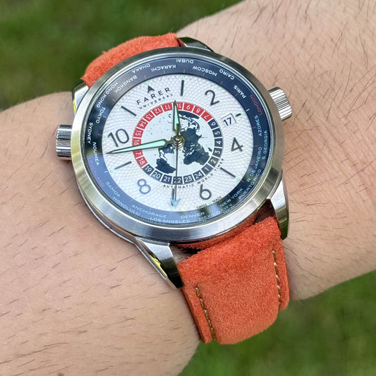 The Paris: Orange Padded Suede Watch Strap