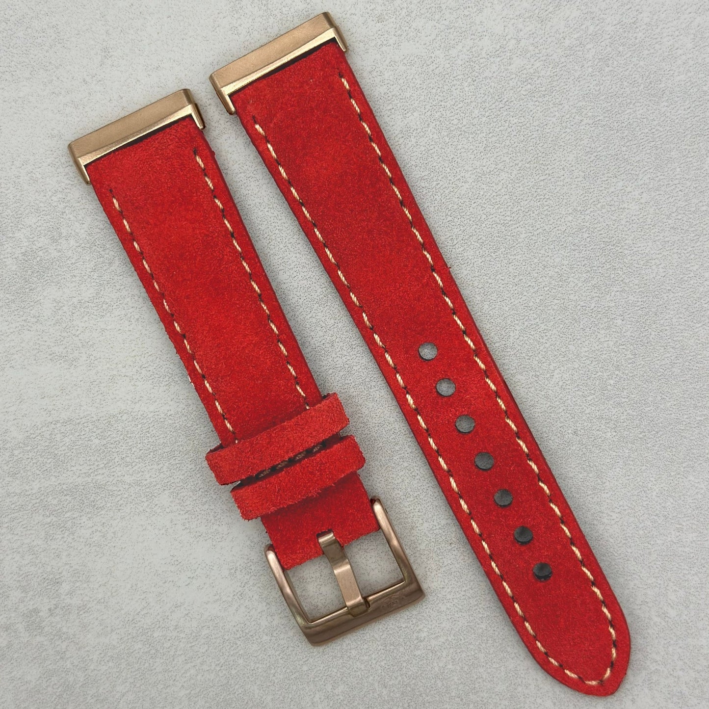 The Paris: Ruby Red Padded Suede Fitbit Versa/Sense Watch Strap