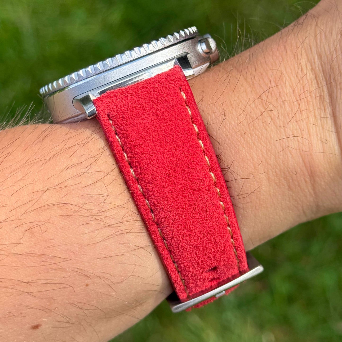 The Paris: Ruby Red Padded Suede Samsung Galaxy Watch Ultra / Watch 8/9 Strap